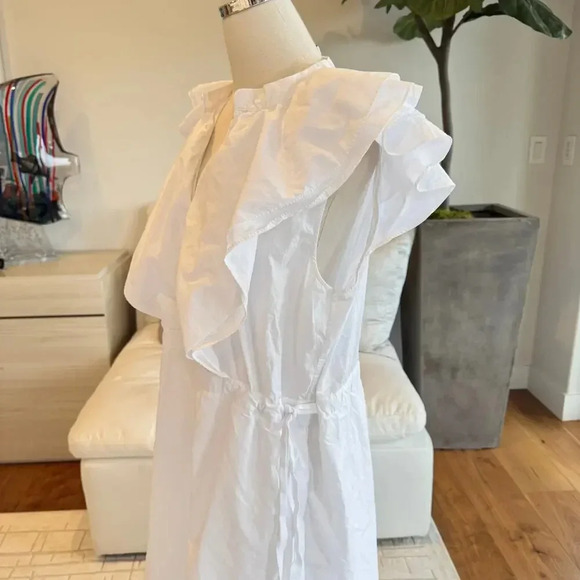 Goop G. Label by goop Connie Ruffle Mid-Length Dress White Size 14 - Picture 5 of 7